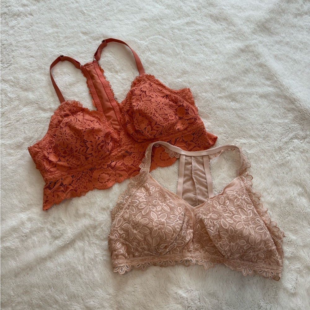 Pink lace bralette bundle